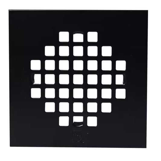 4-1/4 In. Square Grate Shower Drain Cover, Matte Black